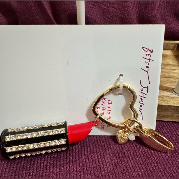Betsy Johnson Crystal Lipstick Bag Charm/Keychain NWT - Picture 3 of 4